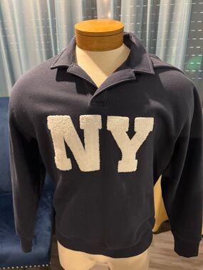 Old Navy Navy Sweatshirt with White NY Chenille Applique